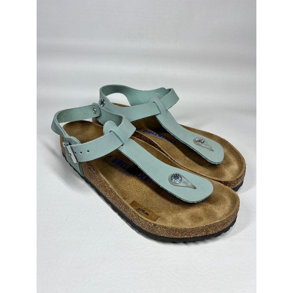 Birkenstock Kairo Sandals Womens 39 Soft Footbed Leather Ankle Strap Mint